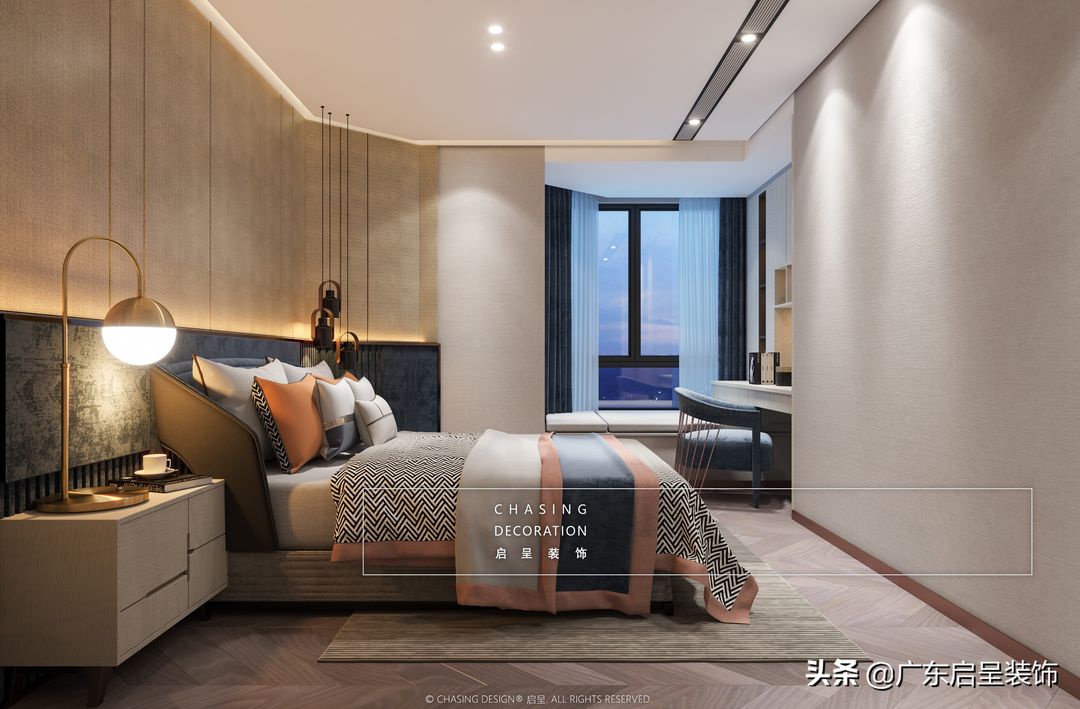 金海湾｜300㎡ 新中式风格大别墅装修效果图片_3