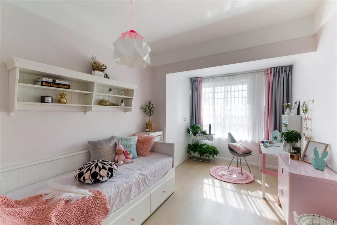 110㎡北欧风，暖色调的粉系主题，营造出温馨又浪漫优雅的空间装修效果图片_10