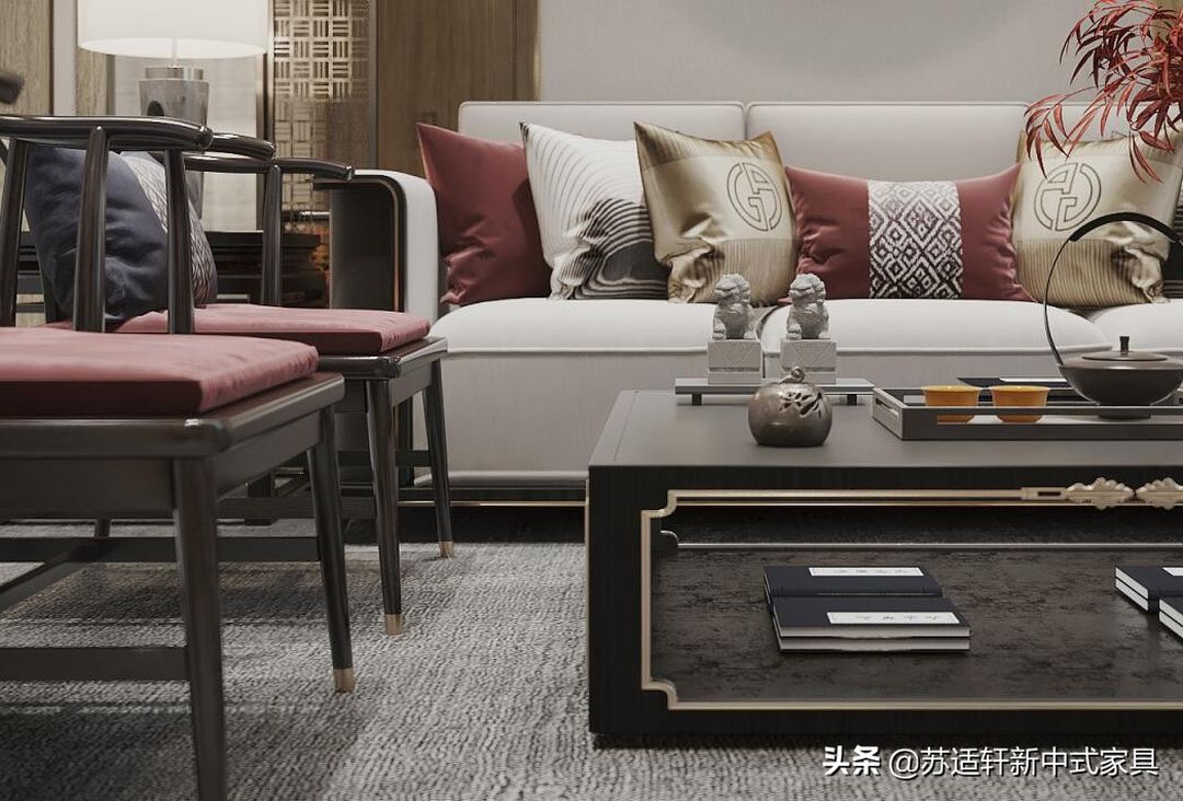 轻奢新中式，客厅漂亮上档次，实木家具的完美体现装修效果图片_6
