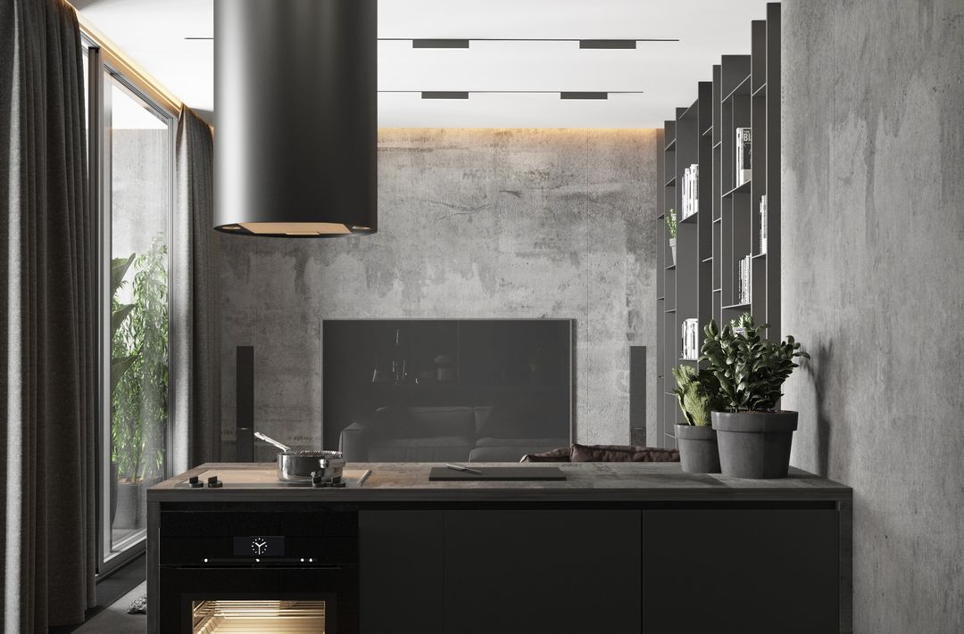 「家居设计」高级黑+工业风，帅气而个性的单身生活装修效果图片_3