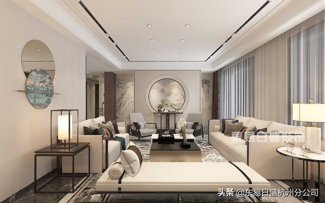 360平新中式别墅装修，一步一景，一宅一芳华装修效果图片_1