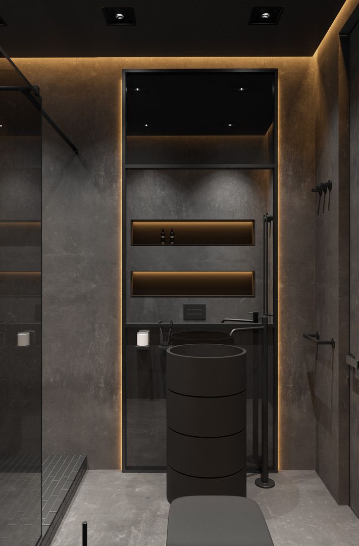 「家居设计」高级黑+工业风，帅气而个性的单身生活装修效果图片_8