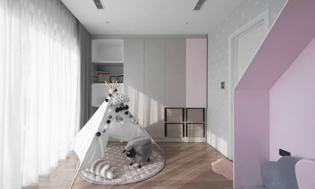 儿童房新式风的开放式收纳格，把孩子喜欢的都展示出来装修效果图片_2