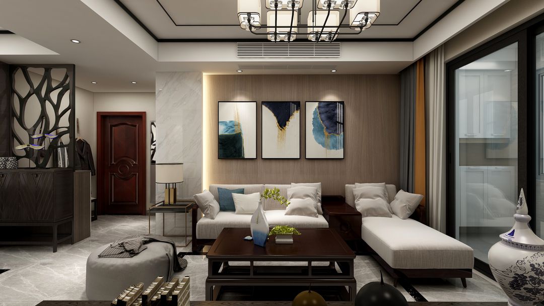 135 m² 新中式风格，四室两厅，半包6万，户型相似的可以参考装修效果图片_3