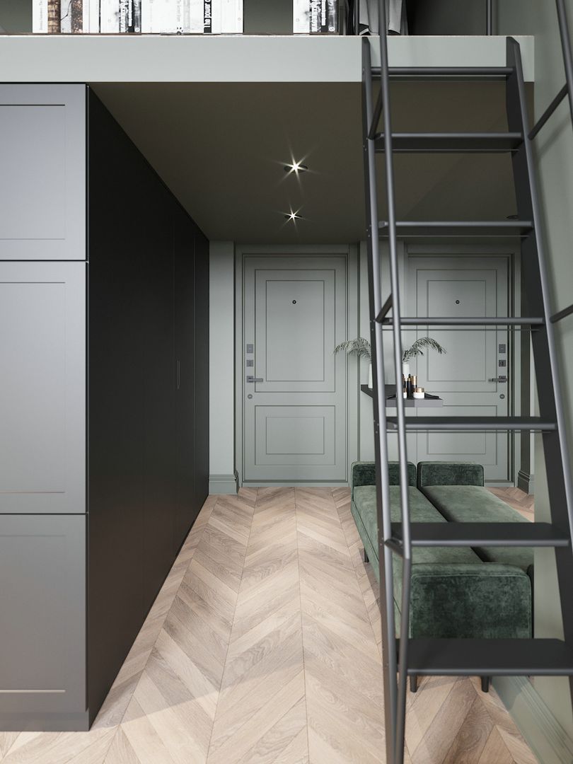 「家居设计」超精致的北欧loft小公寓 | 红绿色系的经典搭配装修效果图片_8