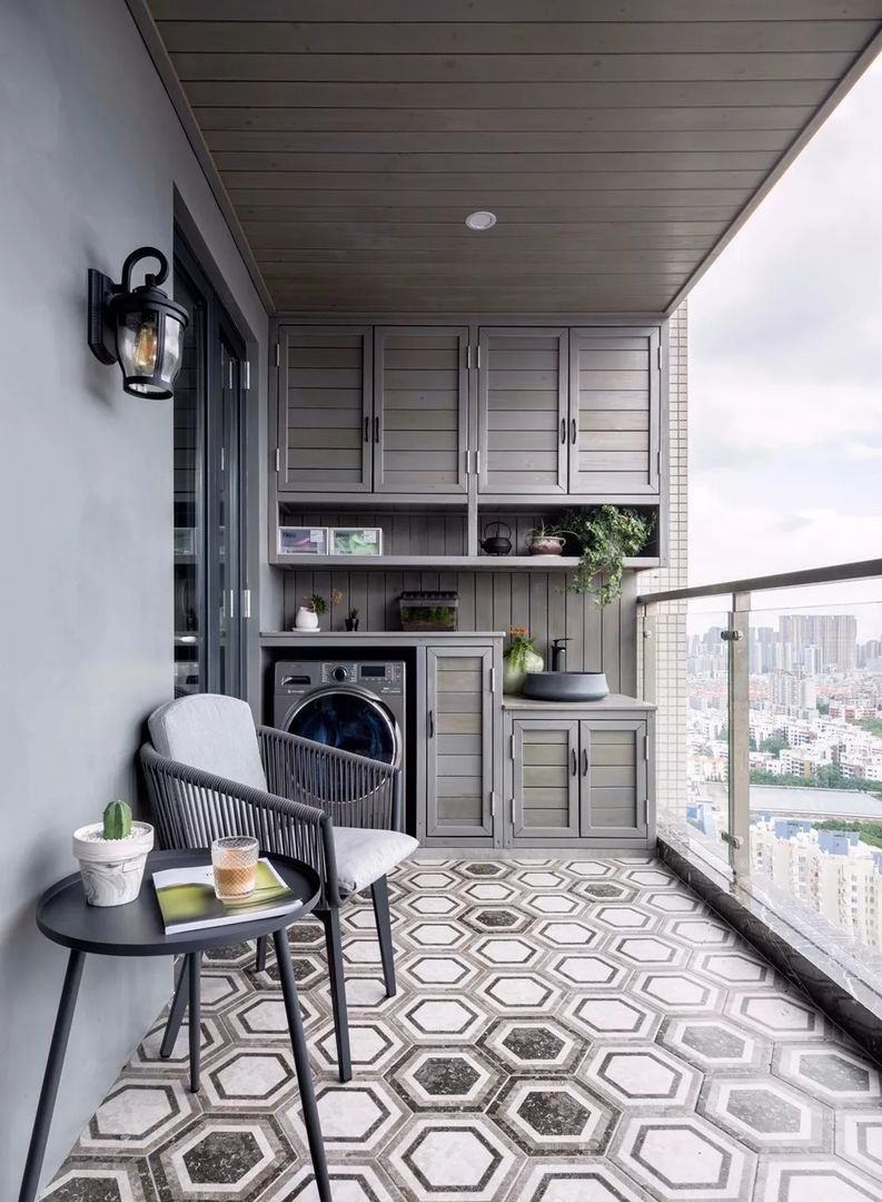 33张阳台洗衣机柜搭配，总有一款适合你家阳台装修效果图片_8
