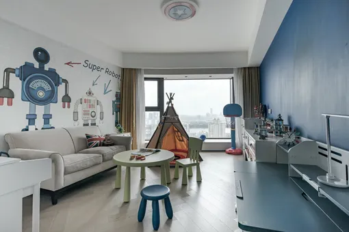 多功能空间切换自如，开阔通透的三口之家暖意流动！#真实人家#