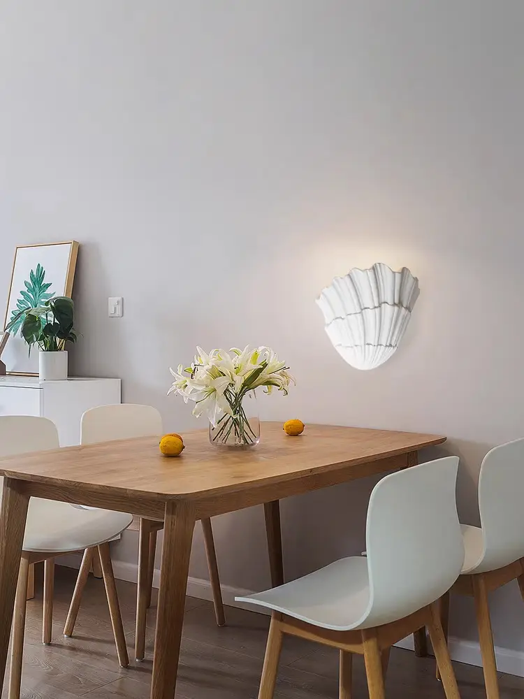 北欧后现代客厅书房卧室床头贝壳壁灯图片_3