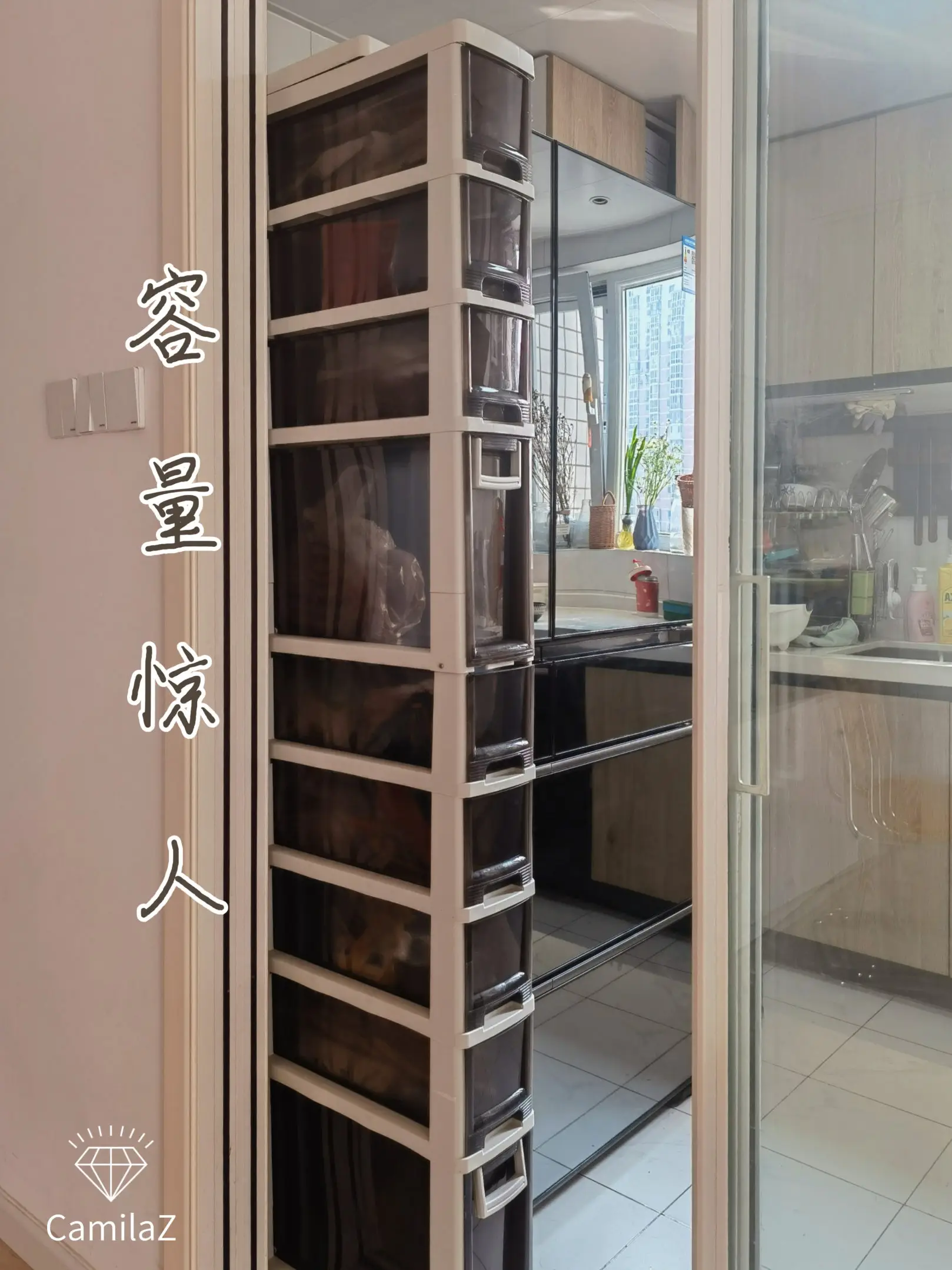 极致夹缝收纳 | 厨房123L隐形收纳柜图片_4